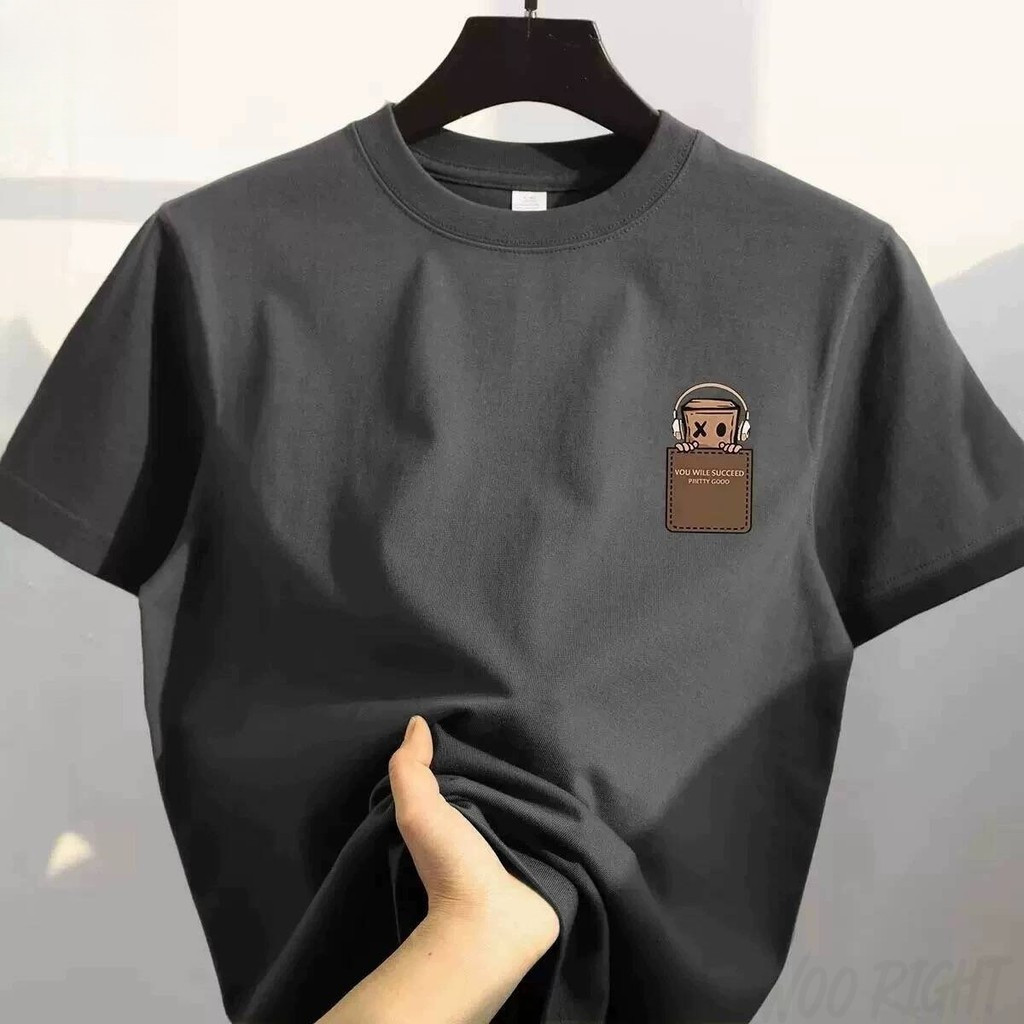 COD✅(Hồ Chí Minh)🚚 Áo Thun Unisex Cổ Tròn Tay Ngắn Dáng Rộng Họa Tiết Tối Giản Mùa Hè Vải Cotton Mát Mẻ