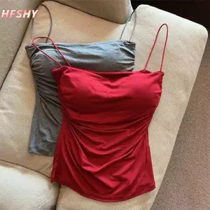 HFSHY Áo ba lỗ xếp ly rắn gợi cảm Áo ba lỗ mùa hè dành cho nữ Áo không tay VN