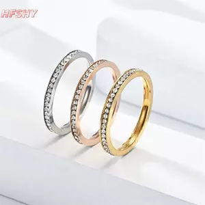 HFSHY Thời Trang Đơn Giản Đẹp Nhẫn Kim Cương Kẻ Sọc Thép Không Gỉ Sáng Bóng Nhẫn Dành Cho Nữ Ánh Sáng Sang Trọng Cặp Đôi Nhẫn VN