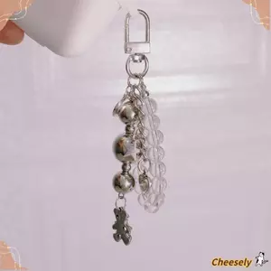 Móc khóa đính cườm gấu CHEESELY, Mặt dây chuyền móc khóa Y2k dễ thương sáng tạo, Quà tặng cho bé gái bằng kim loại Mặt dây chuyền chìa khóa tinh tế