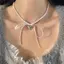 PNPIA- Xu Hướng Ruy Băng Nơ Choker Nelace Cho Nữ Ngọc Trai Thanh Lịch Trái Tim Mặt Dây Chuyền Nelace Tiệc Cưới Trang Sức Quà Tặng