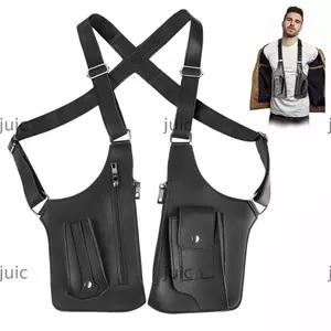 Túi đựng Vest lưu trữ JUIC, Túi đeo chéo nhiều túi bằng da, Túi đựng điện thoại di động đa chức năng che giấu phong cách cổ điển dành cho nam nữ