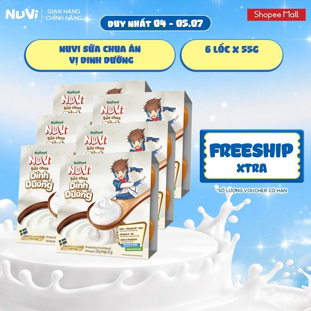 Combo 6 Lốc NuVi Sữa Chua Ăn Vị Dinh Dưỡng 55g/hộp