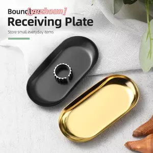 Khay đựng đồ trang sức làm móng tay bằng thép không gỉ Hộp đựng mỹ phẩm bằng kim loại Hình bầu dục Bánh trái cây Khay tráng miệng Tấm ốc sên Dụng cụ sắp xếp nhà bếp