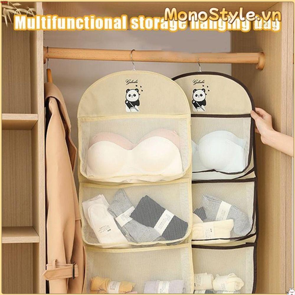 Túi đựng đồ lót MONOSTYLE, Túi treo tất 2 / 3 lớp dung tích lớn, có móc treo tủ quần áo nhiều lớp