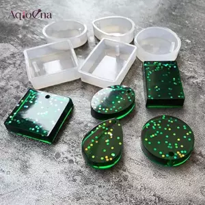 AqToCna 5 Cái / bộ Móc Khóa Khuôn Silicon Bộ Tròn Hình Chữ Nhật Mặt Dây Chuyền Trang Sức Làm Khuôn AqToCna