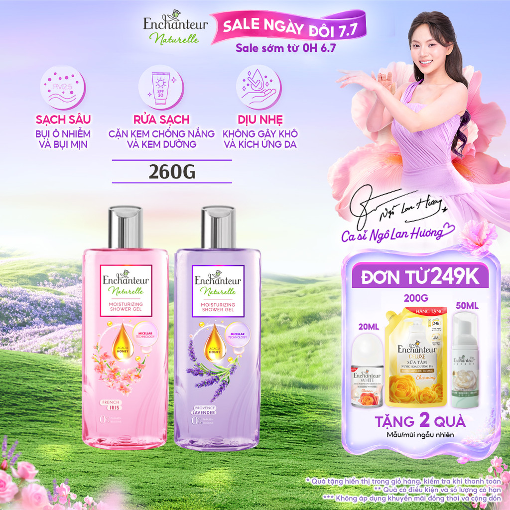 Sữa tắm dưỡng da thiên nhiên Enchanteur Naturelle hương hoa Lavender/ Iris 260g