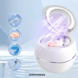Máy làm sạch siêu âm DONOVANQQ, Máy làm sạch giữ ánh sáng UV cầm tay Mini, Sử dụng tại nhà 2 chế độ Máy làm sạch răng giả nâng cấp cho người giữ