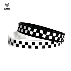 Cặp đôi cổ điển Kẻ sọc trắng cổ vũ Vòng tay silicon Vòng tay trang trí Trang trí ủng hộ Race Car Party Supplies [Mina]