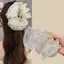 Kẹp tóc ngọc trai chiffon thanh lịch, kẹp cá mập hai mặt nơ nữ, phụ kiện thời trang Mina