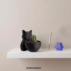 DONOVANQQ Chậu hoa nhỏ, Chậu trồng cây hình mèo in 3D, Đồ trang trí cửa sổ Trang trí sân vườn Bàn trồng cây xương rồng