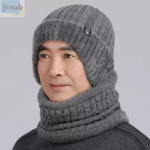 Bộ khăn quàng cổ mũ JVSUB, Mũ chui đầu ấm áp chống lạnh, Bộ lông cừu cực chống gió cổ trượt tuyết đi xe đạp