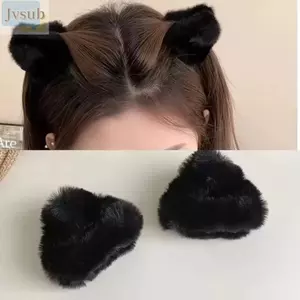 Kẹp tóc JVSUB Bangs, Kẹp tóc sang trọng hình tai mèo đa năng, Kẹp tóc đuôi ngựa mềm mại phong cách ngọt ngào dễ thương Phụ kiện đeo đầu nữ