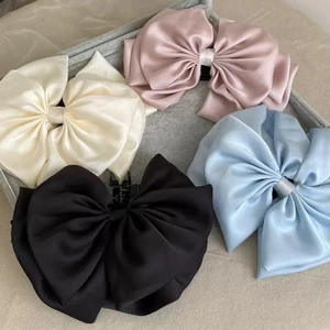 Pháp Nơ Hoa Bud Lấy Kẹp Cảm Giác Satin Nhiều Lớp Đuôi Ngựa Kẹp Sang Trọng Tất Cả Trận Đấu Nửa Ngón Tóc Mũ Đội Đầu PDAC