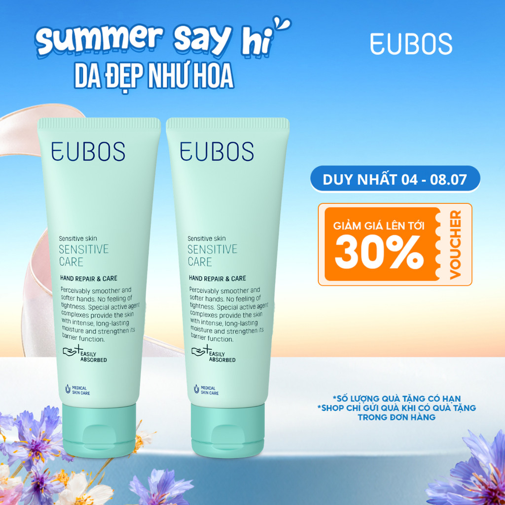 Combo 2 KEM Dưỡng Da Tay Và Móng EUBOS Giúp Mềm Mịn, Dưỡng Ẩm Tuýp 75ml X2