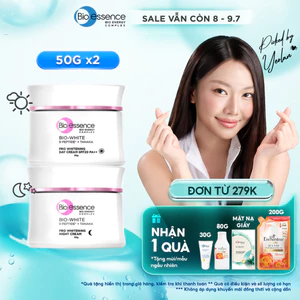 Bộ đôi Kem dưỡng trắng da ngày & đêm cho da sáng mịn rạng rỡ Bio essence Bio-White Pro Whitening 50gx2