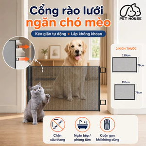 【Pet House】Cổng Rào Thú Cưng Tự Động Kéo Dãn Lưới Ngăn Chó Mèo Trong Nhà Lắp Đặt Không Khoan