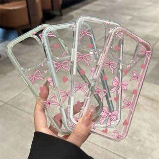 Thời Trang Kẹo Màu Hồng Bowknot Mẫu Cho IPhone 17/16/15/14/13/12/11 Pro Max Plus Chất Liệu TPU Mềm Mại