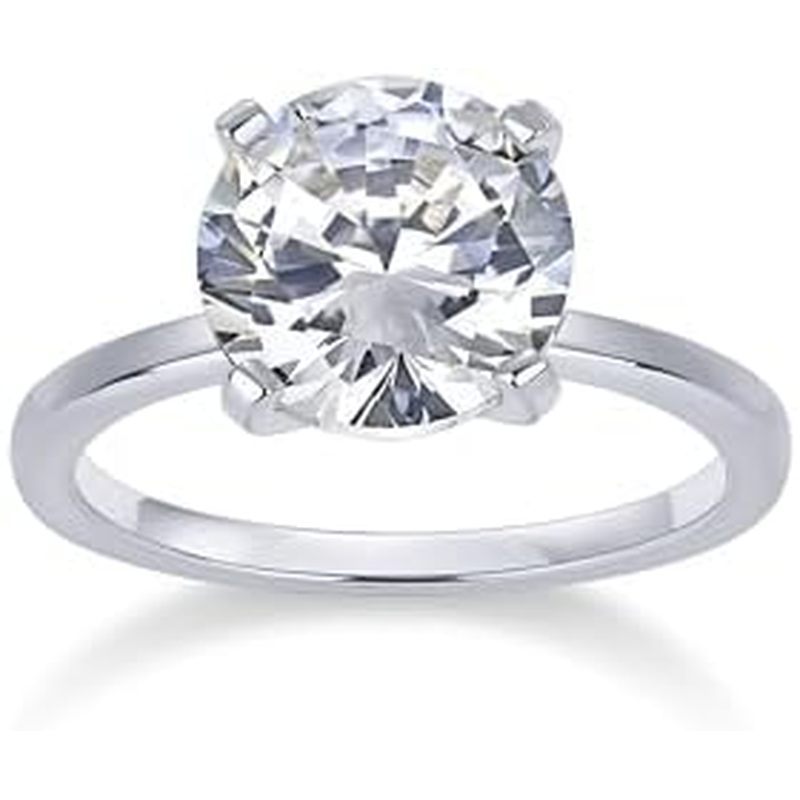 PAVOI 18K Bạc Tròn Cắt Solitare 1.5 CT Moissanite Nhẫn Đính Hôn Cho Nữ - Dây Cưới Moissanite Cho Nữ - Nhẫn Hứa Đá
