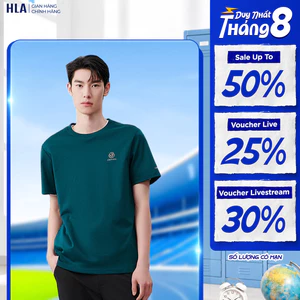 [GIẢM 50%] Áo Thun Nam HLA Ngắn Tay Trơn Basic In Nhiệt, Cotton Thoáng Khí, Co Giãn Thoải Mái