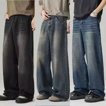 Quần Jean Nam Rửa Rộng Quần Jean Nam Retro Đau Khổ Rời Thẳng Quần Một Mùa Hè Nam Mỏng Quần Jean 26.8.12