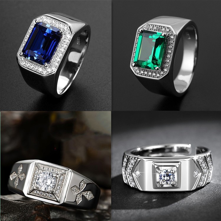 Men's Moissanite Wedding Ring, adjustable by favfv2.vn