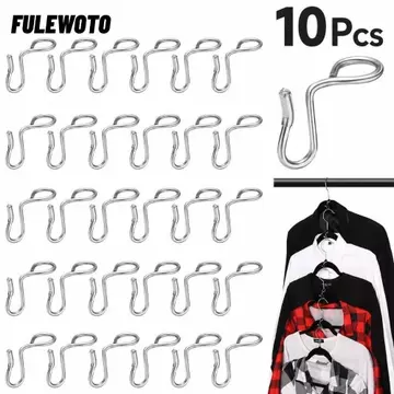 FILEWOTO 10 Cái Móc Kết Nối Móc Treo, Móc Treo Quần Áo Kim Loại Tiết Kiệm Không Gian Móc Treo Mở Rộng, Móc Treo Quần Áo Nhiều Lớp Thiết Thực Móc Treo Tủ Quần Áo Lưu Trữ Quần Áo