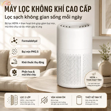 Máy Lọc Không Khí Mini Cao Cấp, Lọc Bụi Mịn Khử Mùi, Diệt Khuẩn Tạo Ion Âm Cho Không Gian Sống Trong Lành