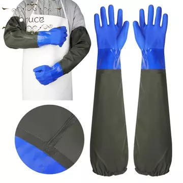 BRUCE 1 Đôi Găng Tay Chống Thấm Nước Bảo Vệ Lao Động, Găng Tay Cao Su Chịu Hóa Chất Kéo Dài, Găng Tay Làm Vườn Tay Chống Trơn Trượt Có Thể Tái Sử Dụng Găng Tay An Toàn Làm Việc Công Nghiệp Thủy Sinh