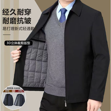 Áo khoác nam mùa thu đông, áo khoác cho người trung niên và cao tuổi, áo khoác cotton có ve áo, trang phục lịch lãm cho bố, quần áo nam công sở, áo khoác cao cấp.