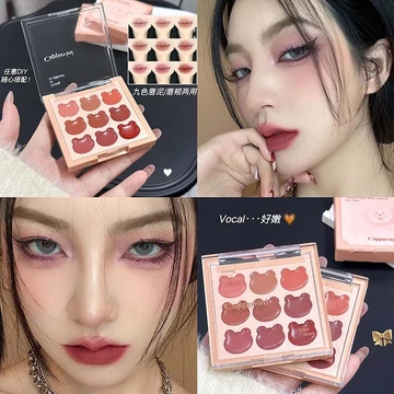 Xịt trang điểm Hàng hóa nội địa Vitality Face Lip Son môi tự nhiên Ánh sáng Mặt bùn học sinh Bề mặt chín màu cappuvini Gấu Giả Matte