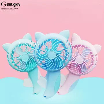 Quạt cầm tay cầm tay 3 màu GUOUQNA, Quạt ép tay, Quạt cầm tay Mini, Không dùng pin, Quạt gia đình dễ thương, Quạt cầm tay hoạt hình làm mát BASL