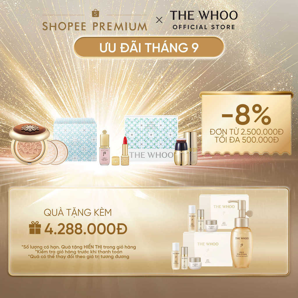 [THE WHOO OFFICIAL] [Tặng 1 lõi] Phấn nước trang điểm chống nắng, chống lão hóa Cheongidan Essence Cushion SPF50+/PA+++
