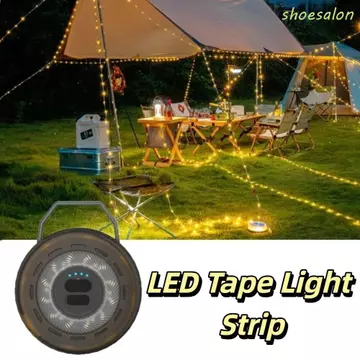 Đèn lều SHOESALON, Dây đèn LED Dây đèn LED Đèn đo băng ngoài trời, Đèn đo tay quay Hệ thống lưu trữ điện Đèn LED tán dải đèn chiếu sáng
