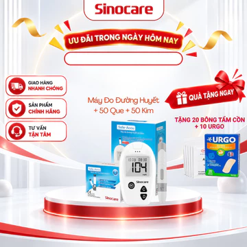 Máy Đo Đường Huyết Sinocare Safe Accu Kèm 50 Que Thử Và 50 Kim Lấy Máu