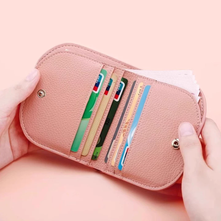 ví nữ cute ví nữ mini cầm tay Ví siêu mỏng Nữ Ngắn Nhỏ Có Thể Gập Lại Họa Tiết Da Thật Chính Hãng Dây Kéo Mini Ví Đựng Tiền Xu Mỏng Ví Đựng Thẻ Nhỏ – 3