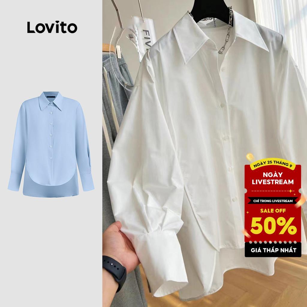 Lovito Áo Cánh Thanh Lịch Cài Nút Phía Trước Không Đối Xứng Cho Nữ Lne24084 (nhiều Màu)