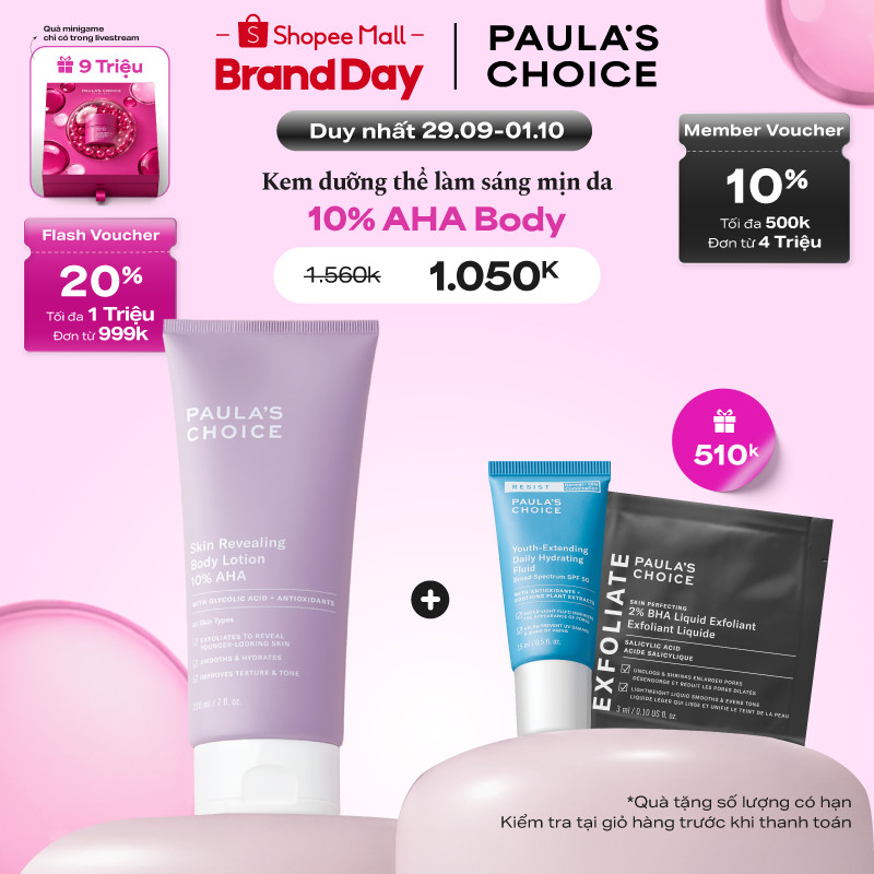 Kem dưỡng thể làm sáng da và làm đều màu da Paula's Choice Skin Revealing Body Lotion 10% AHA 210ml 5900