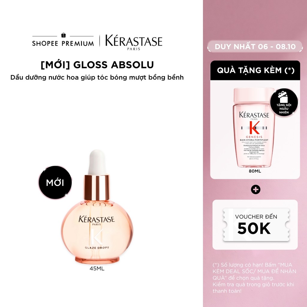 [MỚI] Dầu dưỡng nước hoa giúp tóc bóng mượt bồng bềnh Kérastase Gloss Absolu Glaze Drops Anti-Frizz Hair Oil 45ml
