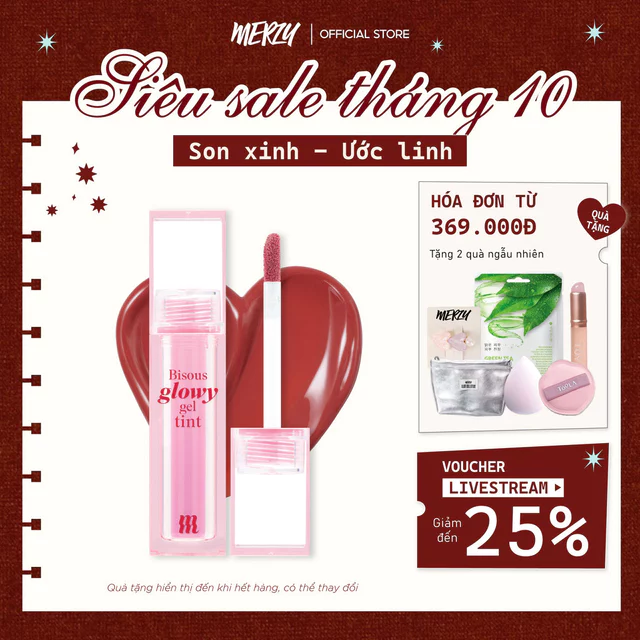 Son Bóng Pha Lê Căng Mọng, Bền Màu Merzy Bisous Glowy Gel Tint 4g