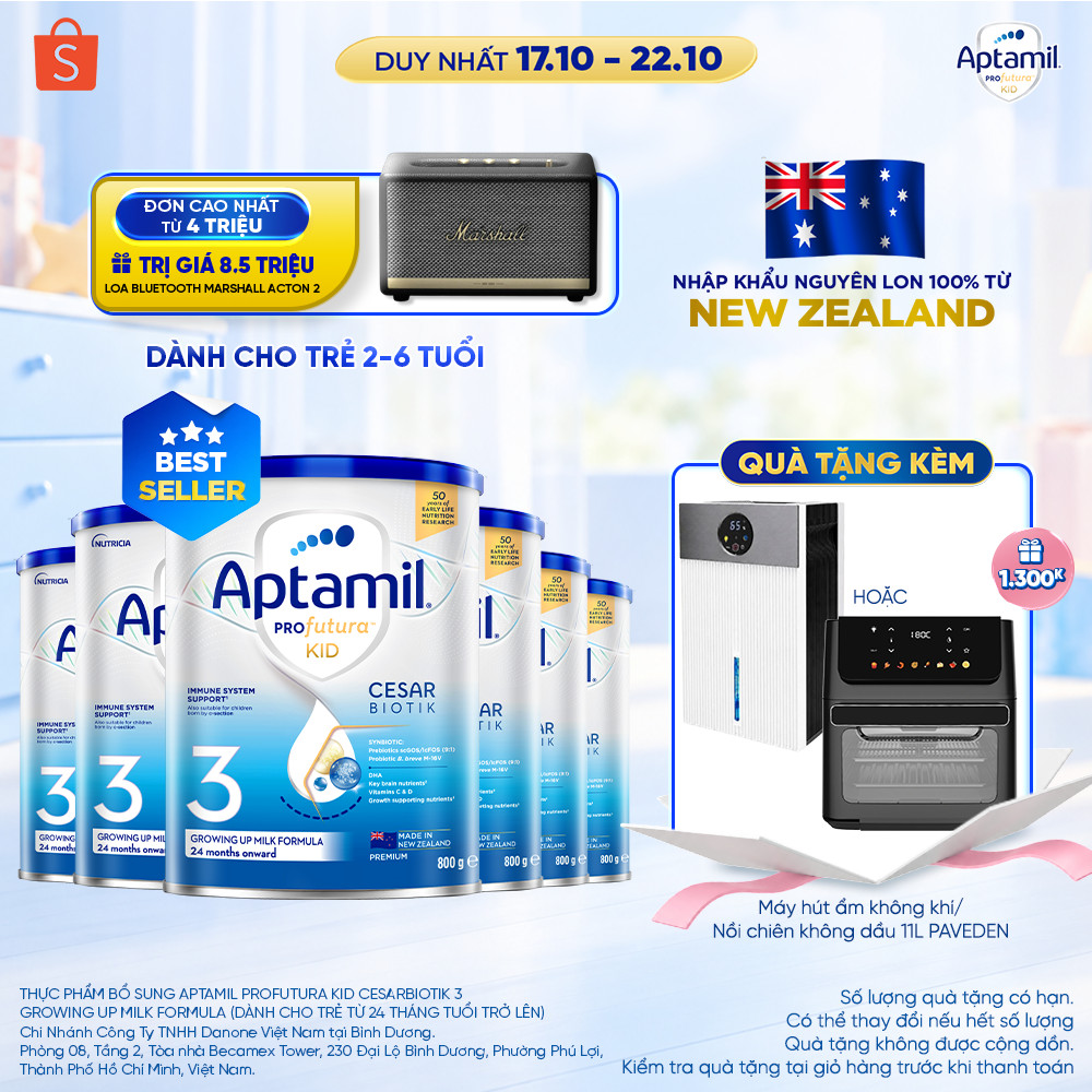 [MUA KÈM DEAL SỐC] CB6 Sữa bột Aptamil Kid Cesarbiotik New Zealand số 3 - Synbiotic đặc chế