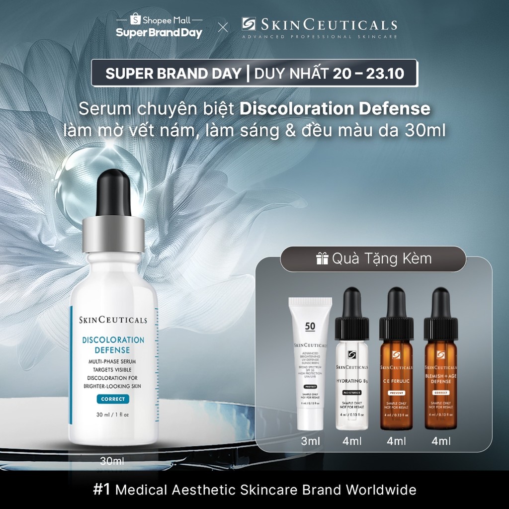 Dưỡng chất hỗ trợ làm mờ vết nám, làm sáng và đều màu da Skin Ceuticals Discoloration Defense 30ml