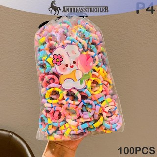 Onetimingfine 100 Chiếc Dây Buộc Tóc Cho Trẻ Em Nhiều Màu Sắc Nylon Scrunchie Dây Buộc Tóc Dây Cao Su Trẻ Em Co Giãn Tóc Bé Gái Phụ Kiện Tóc VN