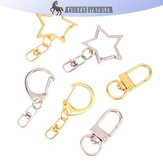 Onetimingfine 10 Chiếc Ngôi Sao Pentagram Hình Chữ D Rỗng Nhẫn Móc Khóa DIY Phụ Kiện Tôm Hùm Khóa Móc Khóa Trang Sức Làm Phát Hiện VN