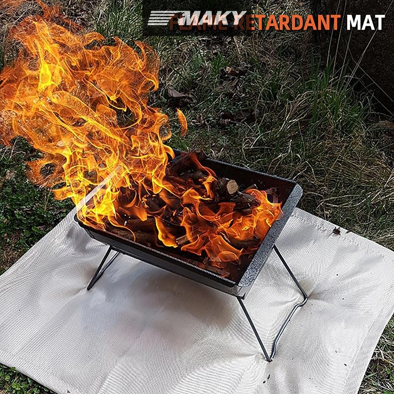 Newwellknownepic Cắm Trại Ngoài Trời Vải Chống Cháy BBQ Chăn Cháy Thảm Cách Nhiệt Chống Cháy Sợi Thủy Tinh VN