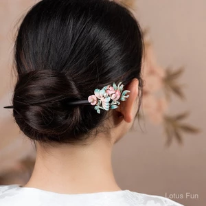 Kiểu Trung Quốc mới Đàn Mộc Trâm tóc Cảnh Thái Lam nhỏ men bướm nhiều lớp chạm trổ công nghệ cổ điển khí chất cao cấp cảm giác Hán phục búi tóc trang sức