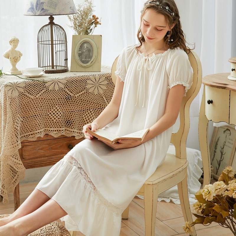 Váy ngủ nữ bông phong cách công chúa vintage retro
