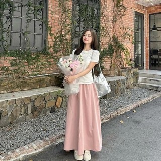 Set Bigsize Nữ 2 Món  Áo Babytee ôm Nàng Thơ Phối Chân Váy Dài Bồng Xòe Có Túi Lưng Chun- SET842