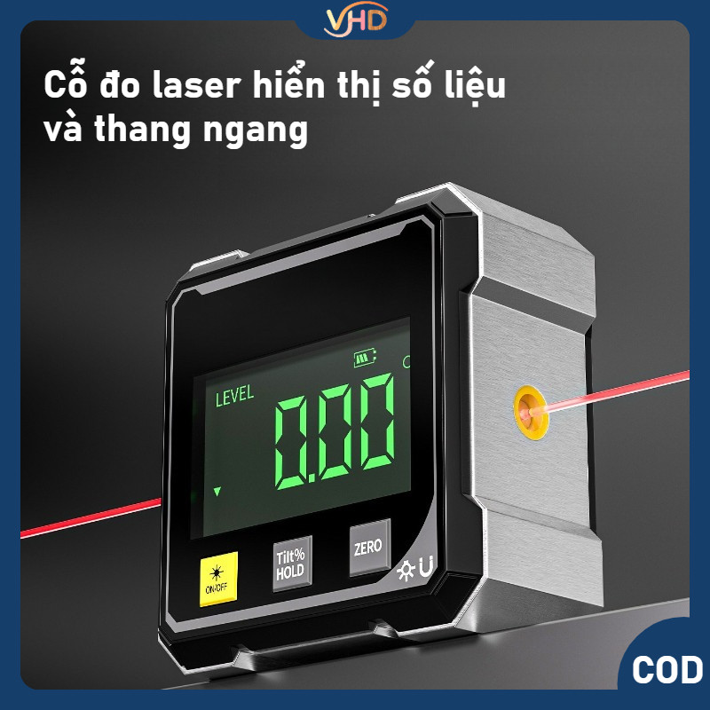 máy đo góc laser kép hiển thị số liệu - có từ hút trên 4 mặt, nhỏ gọn tiện lợi dễ mang