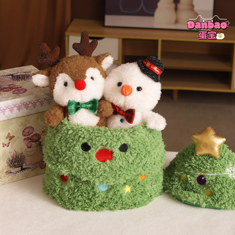 ((DANBAO) Những người bạn ẩn náu trong cây thông Noel Đồ chơi sang trọng Búp bê cây thông Noel dễ thương Santa Nai sừng tấm Người tuyết Chất liệu Quà tặng mềm cho bạn bè Quà tặng Giáng sinh Đồ chơi DANBAO